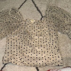 Maeve Beige Polka Dot Blouse